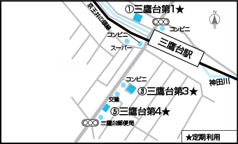 三鷹台駅周辺定期利用駐輪場マップ