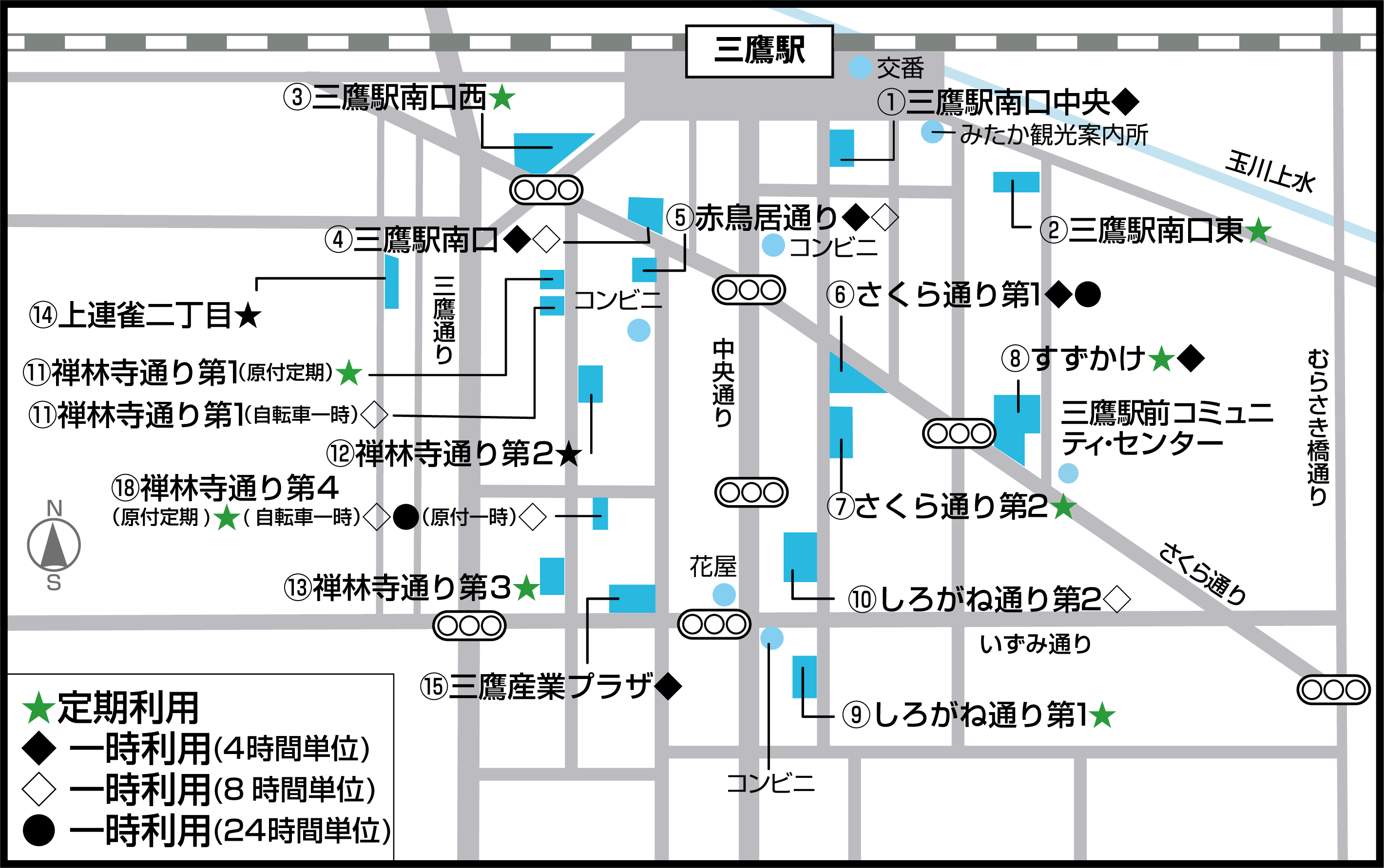 三鷹駅南口周辺駐輪場