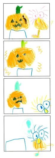 ちゃしろ（5歳）『いなくなっちゃったカボチャにおどろくポキ』