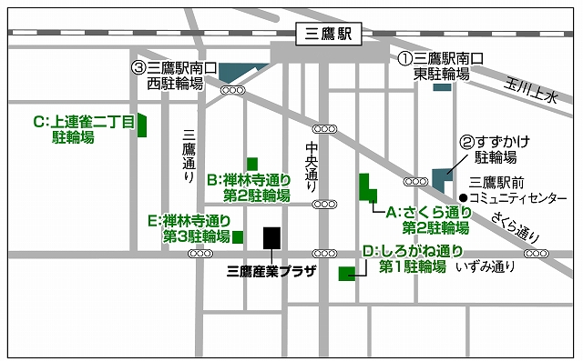 三鷹駅南口周辺定期/月極　駐輪場